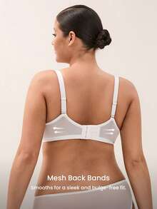 LUVLETTE Plus Daisy Embroidered Elegance Lingerie Lounge Curve Full Coverage Breathable Unlined Floral Lace White Sheer Minimizer Mesh Bridal Intimates Bra - White - View 4