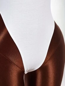 Amplova Solid Color Lace Trim Patchwork Cup Underwire Strap Short Sleeve Sexy Elegant Women's Bodysuit Night Out White Summer - White - View 6