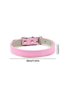 1Pc Pink Detachable PU Leather Pet Collar, Adjustable Soft Neck Collar For Small Medium Large Dogs, Cute Daily Wear Collar For Kittens Puppies - Multicolor - View 4