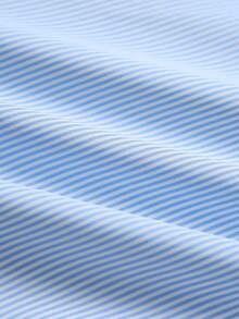SHEIN LUNE CURVE Plus Size Striped Fabric Elastic Waist Flap Metal Buckle Decor 3-Inch Shorts Skirt Elegant Outing Date Party Daily Commute Shorts - Blue and White - View 5