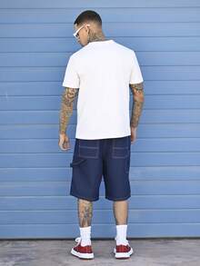 Devon Thys Men White Knit Vintage Crewneck Letter Graphic Short Sleeve T-Shirt, For Going Out - White - View 2