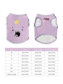 ADVENTURE TIME X PETSIN 1pc 1 Cute Style Smile Face And Five Pointed Star Pattern Pet Vest, Soft, Comfortable, Breathable And Anti Hair Pet Clothing - Purple - View 3