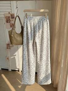 Comfortcana Pantalones deportivos casuales de verano para mujer talla grande con cintura elástica, color amarillo con rayas marrones en contraste, pierna ancha y holgados - Gris Claro - Ver 2