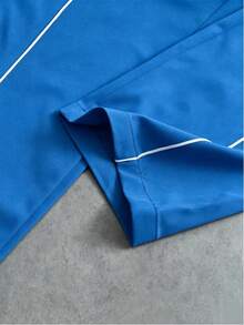 PAVTROS Conjunto de chaqueta y pantalones con ribete de contraste para hombre - azul real - Ver 4