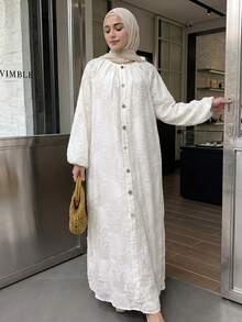 Solavon Women's Solid Color Cut-Out Long Dress - Ivory White - View 2