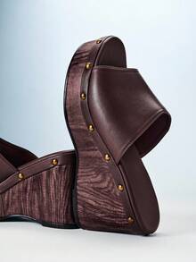 Solezae Sandal Platform Slip-On Nyaman untuk Wanita, Sepatu Musim Panas - Chocolate Brown - View 6
