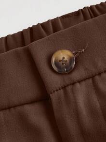 SHEIN MOD Pantalones retro de pierna ancha para mujer talla grande con cinturón de cuero color caqui para otoño/invierno - Marrón - Ver 5