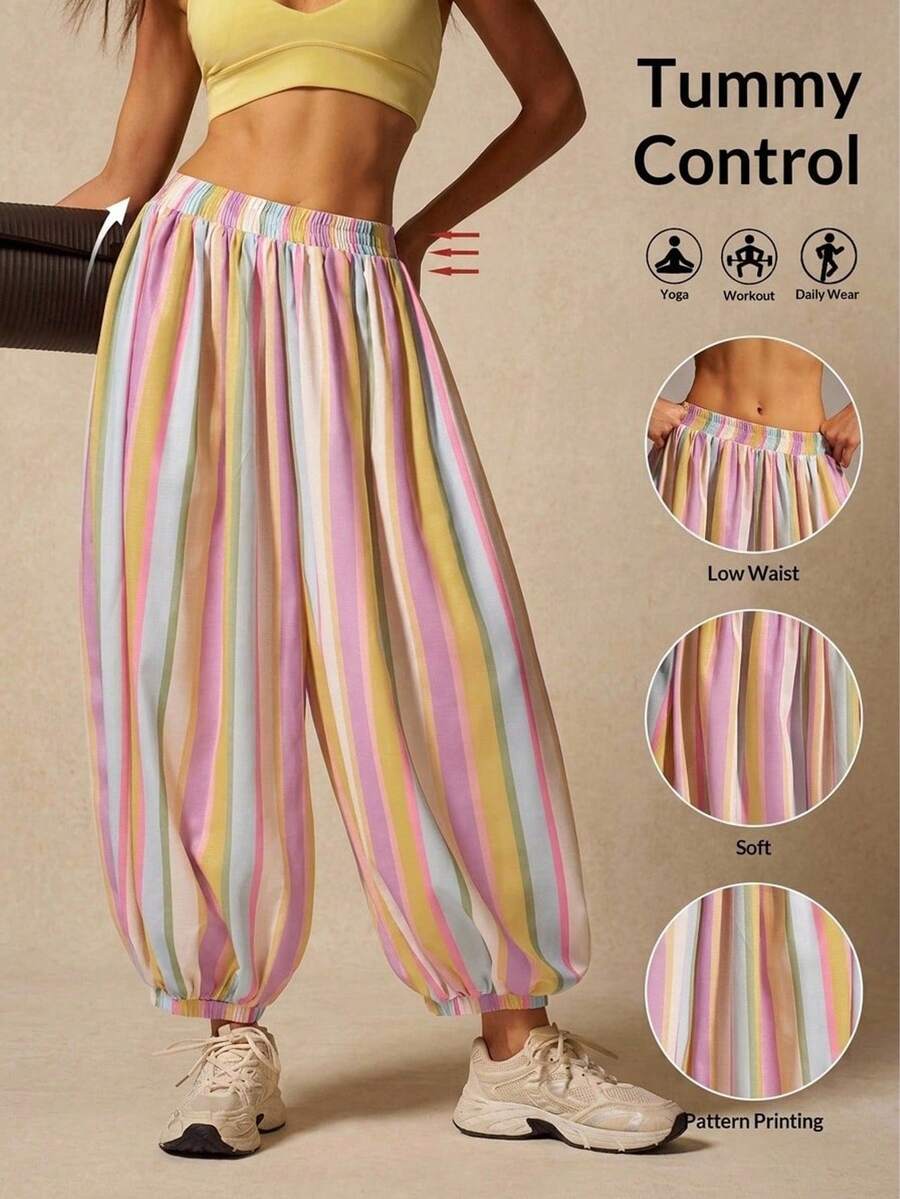 VARSIVA Women's Elastic Waist Striped Jogger Sweatpants - Multicolor - View 1