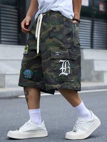 Manfinity Denimwave Men's Streetwear Casual Multi-Pocket Camouflage Denim Shorts - Army Green - View 5