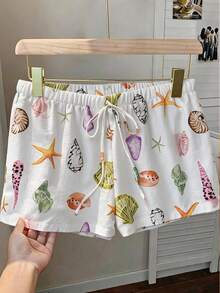 Comfortcana Pantalones cortos sólidos, cómodos y holgados con cordón, talla grande, para primavera/verano - Albaricoque - Ver 1