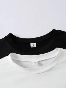 Casuvi Kids Boys Casual Minimalist Long Sleeve Base Layer T-Shirt - Black and White - View 3