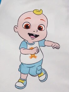 CoComelon X SHEIN 2件組 男童幼童內衣套裝 超級寶貝小男孩背心與內褲 - 藍白色 - 查看 4