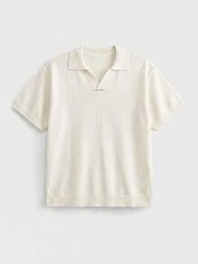 EASEVO Men's Plus Size Solid Color Casual Versatile Daily Wear Knit Top - White - View 2
