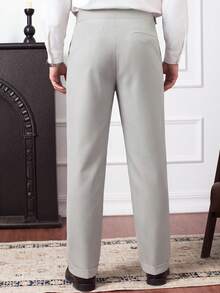 Core Aspect Men's Casual Everyday Commute Solid Color Pleated Slant Pocket Pants - Apricot - View 3
