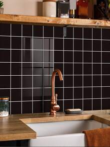 1/12/36pcs Black Square Peel And Stick Tile Stickers – Waterproof Self-Adhesive Backsplash For Kitchen, Bathroom & Laundry Room - 30*30CM - View 11