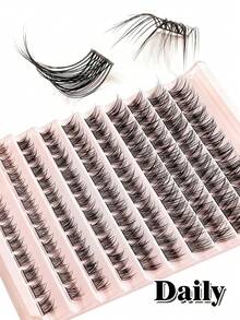 110片裝棕色簇裝假睫毛 D捲度 濃密單根 8-16mm 混長 蓬鬆自然 DIY居家化妝必備美妝配件 - D - 查看 6