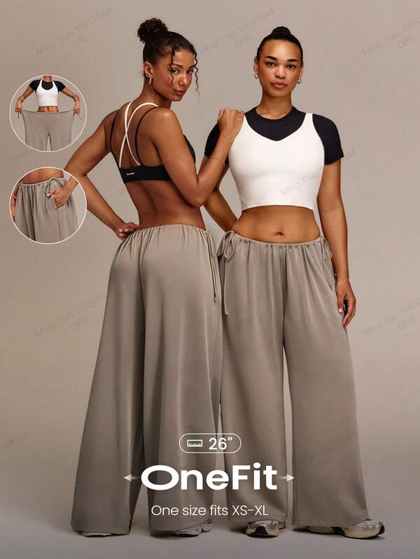 GLOWMODE SoftCalm Modal Slow Mornings Silky-Smooth Breathable Wide-Leg Oversized Sweatpants With Adjustable Drawstring Waist & Hems Daily Casual Wear