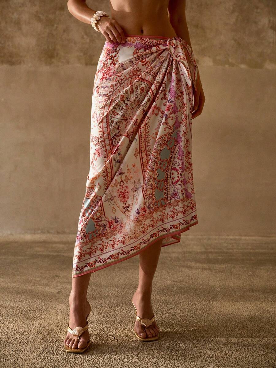 MOTF PREMIUM ELEGANT ALL-OVER PRINT MULTIFUNCTIONAL SWIMSUIT COVER-UP SCARF SKIRT - Multicolor - View 2