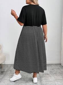 SHEIN CURVE+ Size 時尚傳統休閒通勤機場優雅返校穿搭服飾 2026 秋冬 22W - 黑與白 - 查看 2