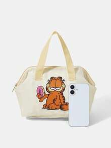 GARFIELD | SHEIN 1個卡通圖案保溫便當袋，適用於露營、旅行、購物、學校、工作及其他場合 - 奶油黃 - 查看 3