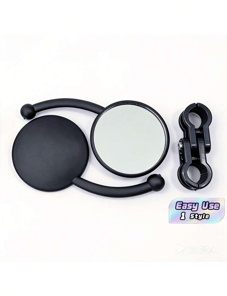 Universal Fixed Wind Wing Motorcycle Rearview Mirror, Modified Wide Field Of Vision Side Reflector Mirrors, Replacement Accessories For Motorbike, Scooter, ATV Off-Road All Terrain Vehicle, High Definition Convex Lens Mirror - Black - View 1