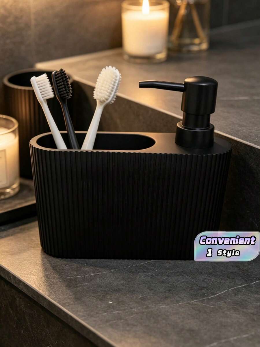 Black Dish Soap Dispenser With Sponge Holder, Refillable Kitchen Soap Pump, 2-In-1 Countertop Soap Pump Dispenser, Suitable For Kitchen Sink And Bathroom - Black - View 1