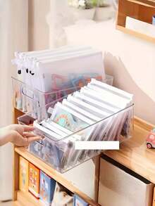 12pcs Large Capacity Three Sizes Transparent Mesh Waterproof Portable Zipper Pouches File Holders Briefcase Jigsaw Storage Graduation Office Travel Daily Organizer - White - View 2