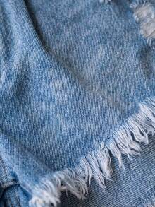 Rouah Women's Distressed Frayed Hem Denim Hotpant Short - Perfect For Summer, Summer Denim Short, Resort Short, Beach Short, Ripped Denim Short, Denim Ripped Hotpant - Baby Blue - View 5