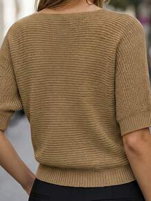 Balvessa Damen Grobstrick Pullover mit Cut-outs, locker geschnitten, , Drop-Shoulder, verkürzter Länge - Kaffeebraun - Übersicht 6