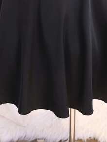Tween Girls Elegant Back To School Wedding Cocktail Party Season Premium Satin Strap Ruffle Ribbon Ruched Dress Summer Black Autumn Winter - Black - View 8