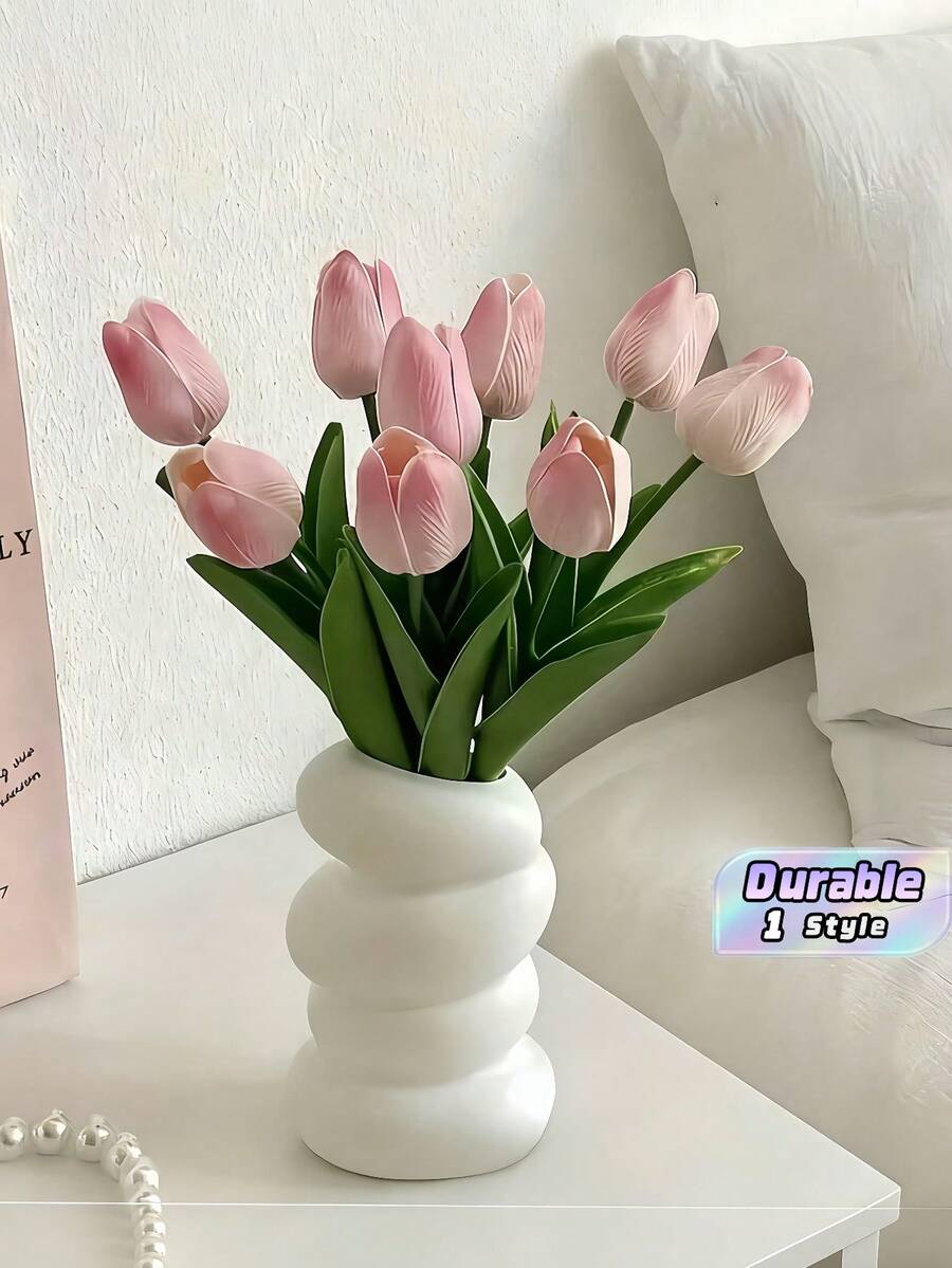 3pcs Nordic Style Creative Glossy Melamine Flower Vase With Plastic Spiral Base For Home Wedding Decor Birthday Graduation Holiday Gifts Desktop Stationery Organizer - multicolor - View 1