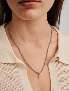 Vandermere 18K Gold Plated Stainless Steel Box Chain Necklace With Dual-Tone Chunky Clasp Pendant, Waterproof Jewelry For Women - Multicolor - View 6