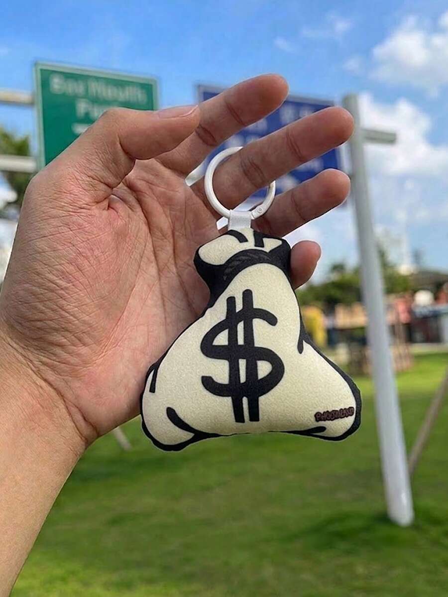 POKOJA LAND 1pc Dollar Sign Money Bag Charm - Tactile Sensory Embroidered Squeeze Feedback Pendant - Aesthetic Car Interior Backpack Decor - Sentimental Gift For Women Men Friends - Multicolor - View 1