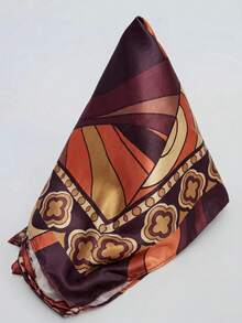 MUSERA Mixed Print Satin Headscarf Spring Summer Vacation Sexy Holiday Accessory Roja Del Sol - Multicolor - View 4