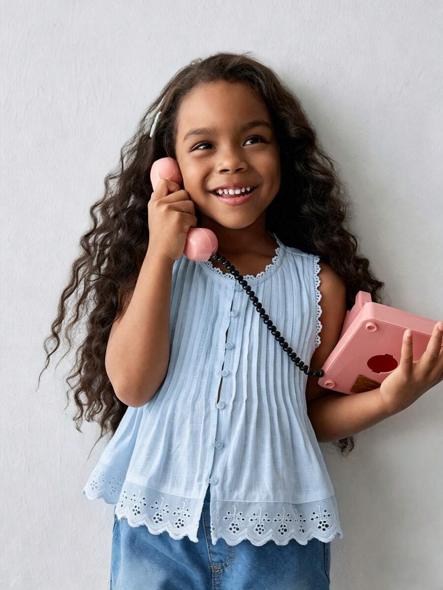 Maija Kids Maija Kids 女童圆领碎花边吊带衫 - 藍色 - 查看 1