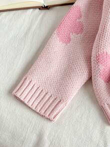 Long-Sleeved Sweater With Flower Patterns Is Soft And Comfortable. Girls Clothes - Pink - View 5