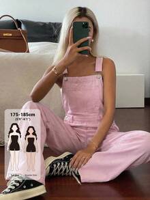 Livesso Tall 女款粉色牛仔連身褲 度假風 - 粉色 - 查看 4