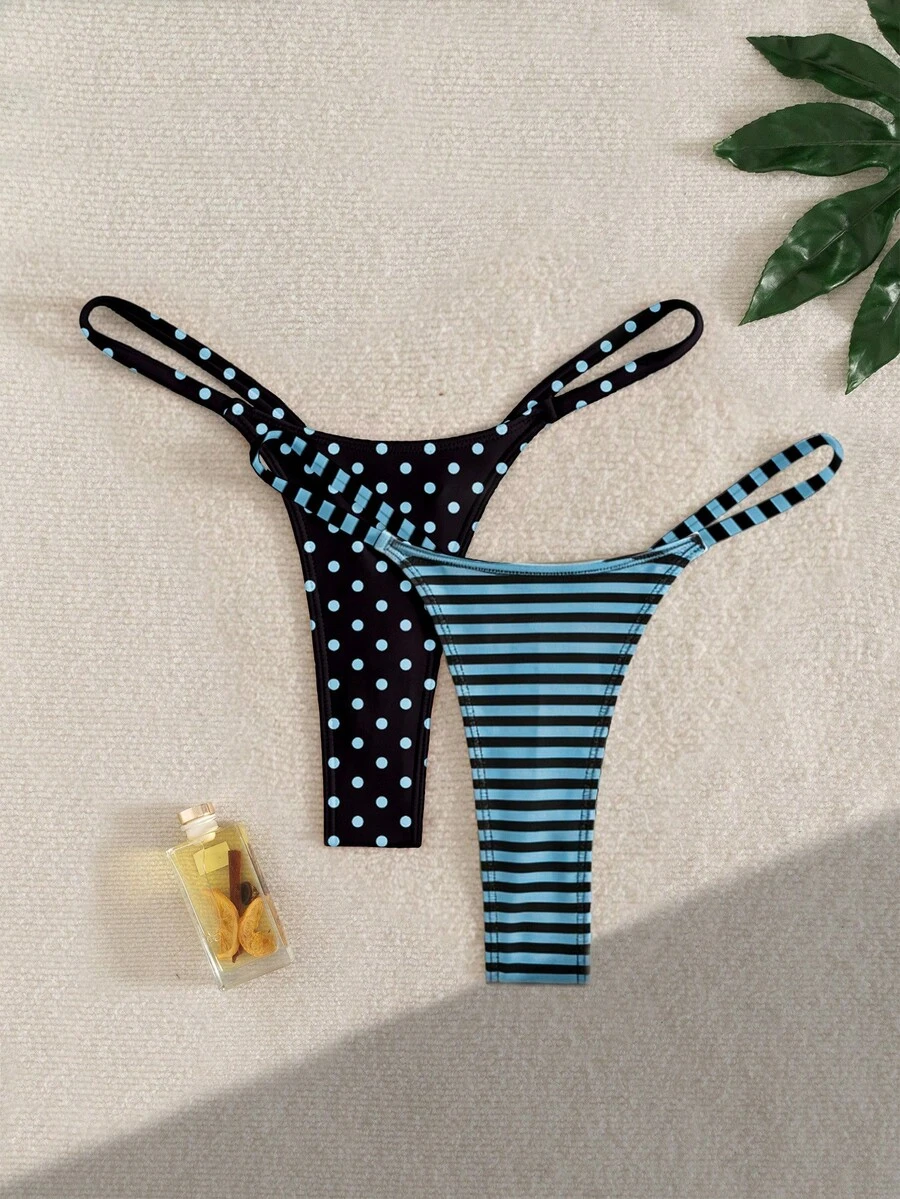 Swim Vcay 開學季女款兩件式泳裝褲拼接款 - 咖啡棕 - 查看 1