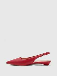 CUCCOO BIZCHIC Sepatu Flat Wanita PU Warna Solid Ringan dengan Tumit Miring Kecil, Berkelas Tinggi, Elegan, Burgundy, Pola Kasar, Tumit Embun, untuk Komuter, Kencan, dan Sehari-hari - Burgundy - View 8