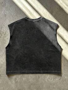Manfinity Roghcode Men's Casual Crew Neck Everyday Wear Washed Top, Holiday - Grey - View 3