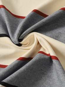 ROMWE MEN Men's Striped Loose Fit Crew Neck T-Shirt - Beige - View 7