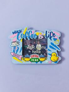 FRIENDS X Joivida 1pc Magnetic Photo Frame Fridge Magnet, Cute 2D Cartoon Design, Holds A Small Photo Inside, Strong Magnetic Adhesion, Adorable D Rative Magnet For Home Kitchen School Party, Also A Creative Personalized Little Gift For Friends And Family - one-size - View 3