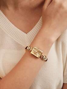 Vandermere 1pc Women's Shiny Casual Quartz Watch, Square Dial, Fashion & Versatile For Daily Wear, Available In Pink/Gold/Black - Gold - View 6