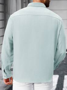 Manfinity CasualCool Men's Plus Size Casual Versatile Solid Color Shirt - Green - View 2