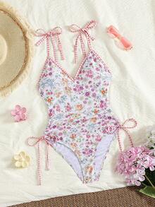 Swim Vcay 女士新款印花随机颜色侧系带性感优雅度假简约连体泳衣 - 彩色 - 查看 6