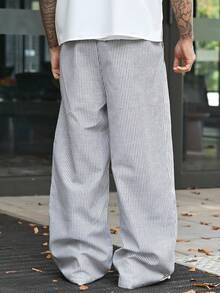 Devon Thys Men's Woven Casual Everyday Loose Striped Patchwork Waistband Straight Leg Pants, School, Fall - Black and White - View 6