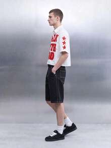 QuarKem Men's Casual Slogan Print Shirt For Summer Men's Cropped Tops - White - View 5