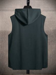 Manfinity Homme Camiseta sin mangas con capucha y cordón de unicolor casual para hombre - Gris Oscuro - Ver 2