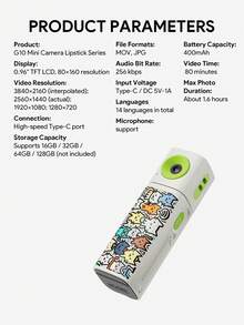 JMMO Thumb Camera, Digital Video Camera, 1080P HD Portable Camcorder With Graffiti Design, Rechargeable Mini Action Camera, Perfect Gift For Travel & Outdoor - View 7
