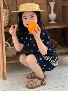 DAZY 女嬰無袖上衣與寬鬆休閒長褲2件套 夏季幼兒 - 藍色 - 查看 2